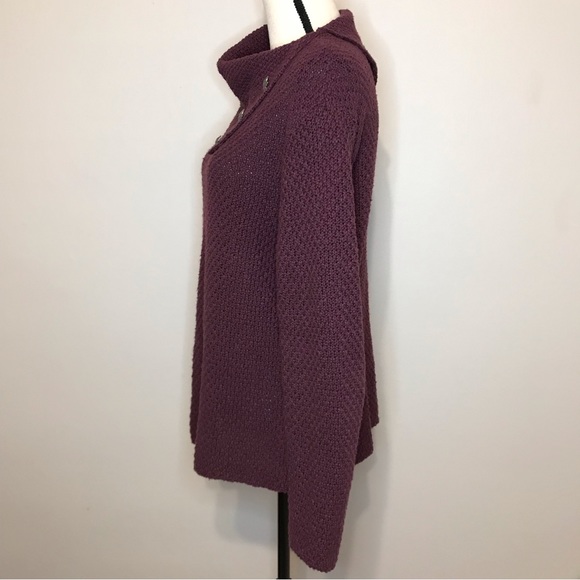 {SOLD} Gorgeous Coldwater Creek Cowl Neck Turtleneck Knit Sweater Leaves Buttons - Picture 5 of 15